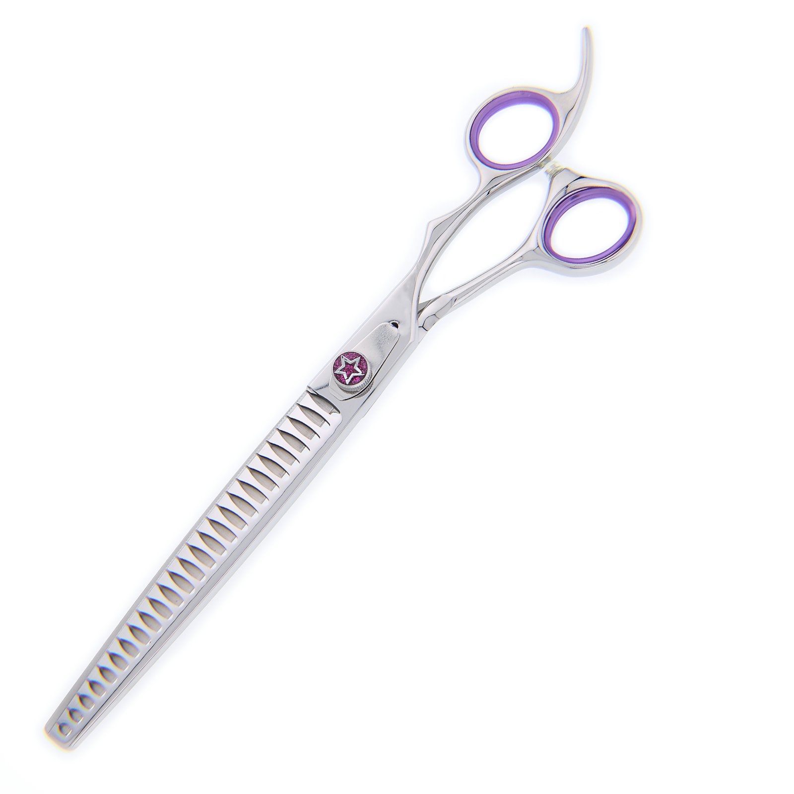 Titan Shears – Hoshi Silver & Purple Chunker Shears 8” image 1